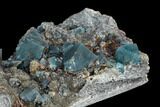 Blue Cubic Fluorite on Quartz - China #120298-2